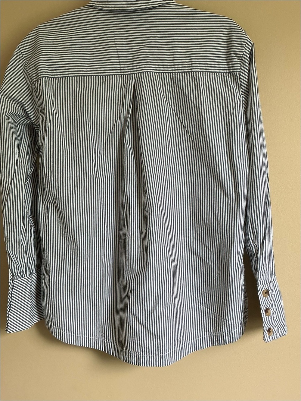 Anthropologie Black and White Striped Button-Trim Popover Top - Picture 6 of 9